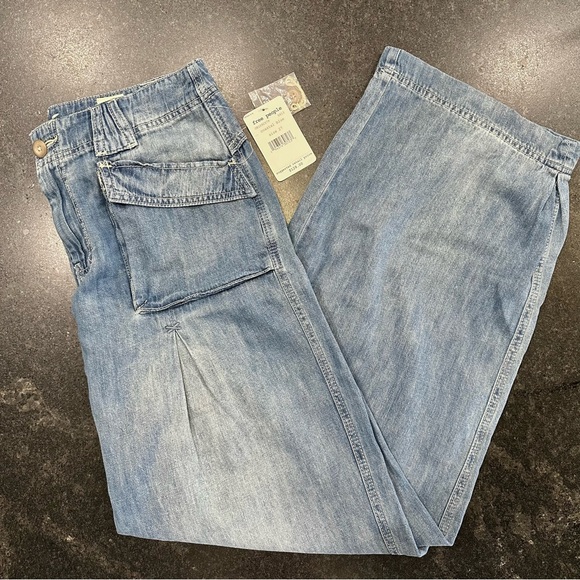 *NEW (Online Order)* FREE PEOPLE Birch Denim Coastal Blue Barrel Fit — 24 - Picture 8 of 10